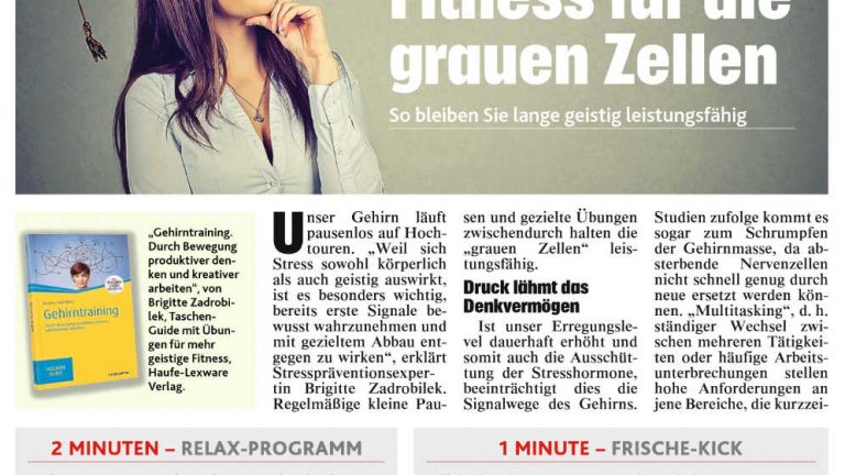 Buch Gehirntraining von Stresscoach Brigitte Zadrobilek