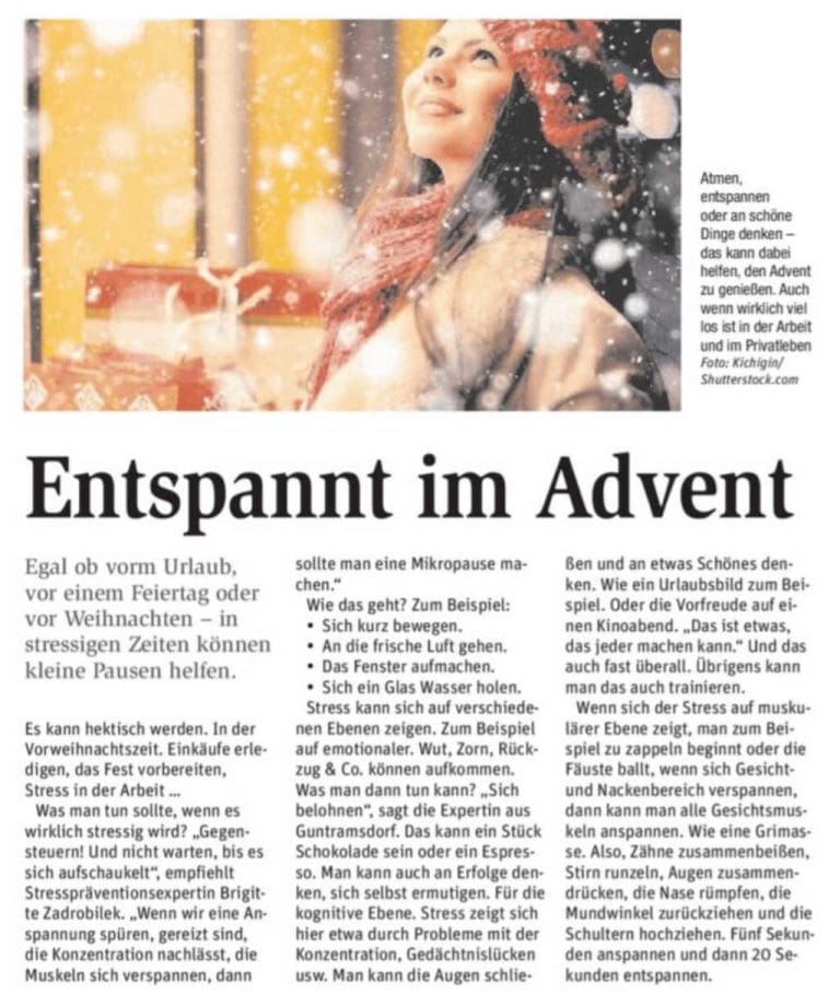 Entspannt im Advent_ Tipps gegen Weihnachtsstress von Stresscoach Brigitte Zadrobilek Entspannt im Advent_ Tipps gegen Weihnachtsstress von Stresscoach Brigitte Zadrobilek